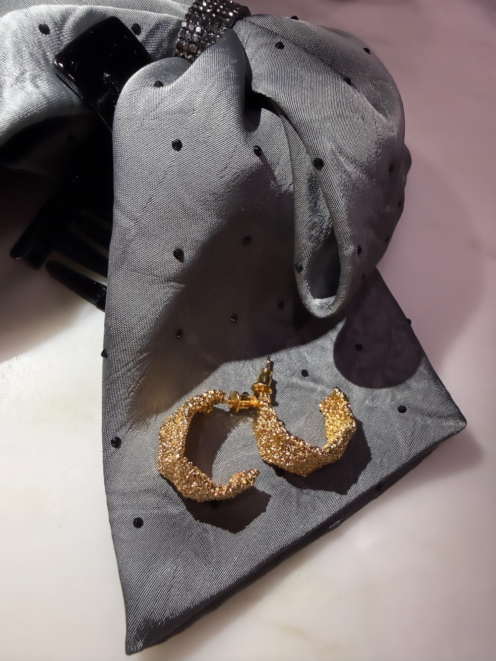 Brand New Chunky Textured 18K Gold Plated Hoop Earrings